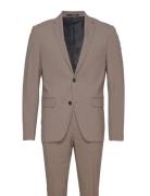 Lindbergh Plain Mens Suit - Normal Length Beige