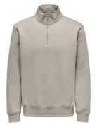 ONLY & SONS Onsconnor Reg 1/4 Zip Sweat Kräm