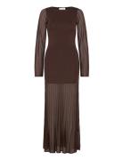 Malina Haisley Sheer Knitted Maxi Dress Brun