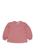 Copenhagen Colors Striped Blouse W. Collar Ls Röd