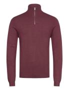 Lindbergh Half Zip Mélange Knit Burgundy