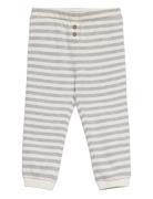 Mango Striped Cotton Trousers Grå