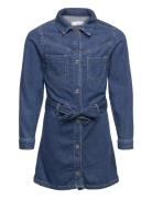 Mango Denim Shirt Dress Blå