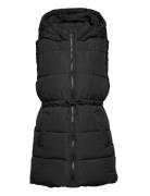 Mango Long Quilted Gilet Svart