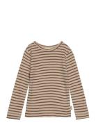 Petit Piao T-Shirt L/S Modal Striped Brun