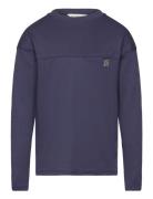 Mango Long Sleeve Cotton T-Shirt Marinblå