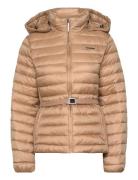 Calvin Klein Lw Padded Smocking Jacket Beige