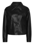 Mango Leather-Effect Jacket With Pockets Svart