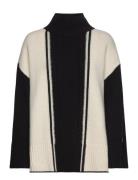 Malina Kathleen Contrast Color Cable Knitted Sweater Svart