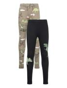 Lindex Leggings 2 Pack Dino Khaki Green