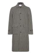 Les Deux Maximilian Houndstooth Wool Coat Svart