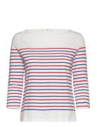 Mango Striped Boat-Neck T-Shirt Vit