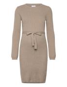 Mamalicious Mlrita L/S Knit Abk Dress Beige