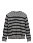 MOS MOSH Mmthora Stripe Crewneck Knit Grå