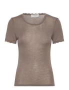 Rosemunde Rwsamber Ss T-Shirt W. Lace Beige