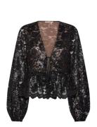 Stella Nova Lace Sequins Blouse Svart