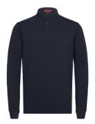 Superdry Cotton Long Sleeve Pique Polo Marinblå