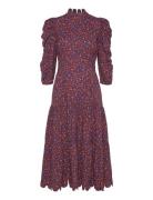 Stella Nova Printed Maxi Dress With Waist Focus Burgundy