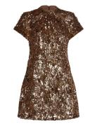 French Connection Sequin Mesh Dress Guld