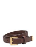 Lauren Ralph Lauren Pebbled Leather Skinny Belt Brun