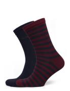 GANT Stripe Socks 2-Pack Burgundy