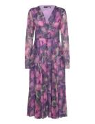 ROTATE Birger Christensen Printed Ls Midi Dress Rosa