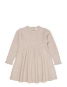 Copenhagen Colors Merino Ls Cable Dress W. Hearts Beige