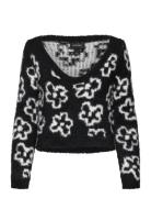 Monki Fluffy Knitted Boat Neck Sweater Svart