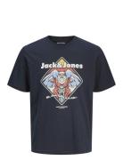 Jack & J S Jjxmas Christmas Skull Tee Ss Crew Jnr Marinblå