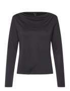 Monki Long Sleeved Ruched Boat Neck Top Svart