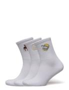 Monki 3-Pack Embroidered Socks Vit