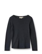 Wheat Wool T-Shirt L/S Alfie Marinblå