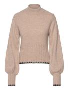 Bubbleroom Contrast Edge Knitted Sweater Beige