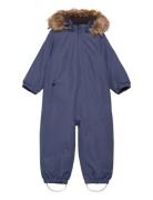 Color Kids Coverall W. Fake Fur Blå