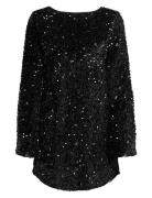 ONLY Onlanika Sequins Ls Bow Dress Wvn Svart