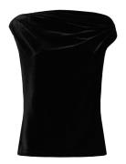 Lauren Ralph Lauren Stretch Velvet Off-The-Shoulder Blouse Svart