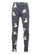 Lindex Leggings Velour Aop Rabbits Grå