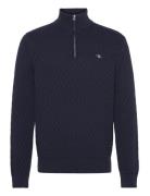 GANT Textured Cotton Half Zip Marinblå