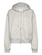 Weekday Essence Boxy Zip Hoodie Grå