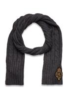 Lauren Ralph Lauren Crest-Patch Cable-Knit Scarf Grå