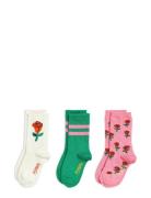 Mini Rodini Roses 3-Pack Socks Rosa