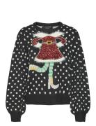 Vero Moda Vmsparkle Elfie Ls O-Neck Pull. Xmas Svart