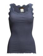 Rosemunde Rwbabette Silk Sl U-Neck Lace Top Marinblå