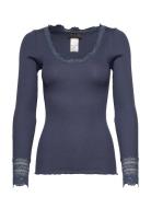 Rosemunde Rwbenita Ls O-Neck Lace T-Shirt Blå