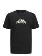 Jack & J S Jcomountain Logo Tee Ss Crew Neck Sn Jnr Svart