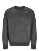 Jack & J S Jjkey Sporty Loose Aop Sweat Crew Ln Jnr Grå