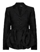 ROTATE Birger Christensen Jacquard Draped Blazer Svart