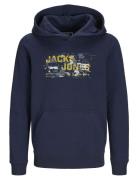 Jack & J S Jcooutdoor Logo Sweat Hood Sn Jnr Marinblå