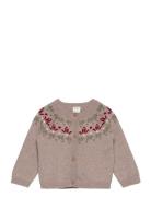 Lindex Knitted Cardigan Fair Isle Nb Beige