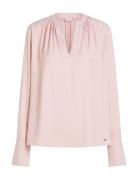 Tommy Hilfiger Soft Viscose V-Neck Ls Blouse Rosa